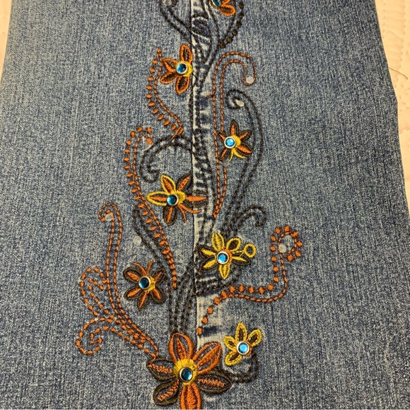 Vintage Y2K Wild Secret Jeans Embroidered Rhinestones Flared Size 11 - Picture 7 of 16